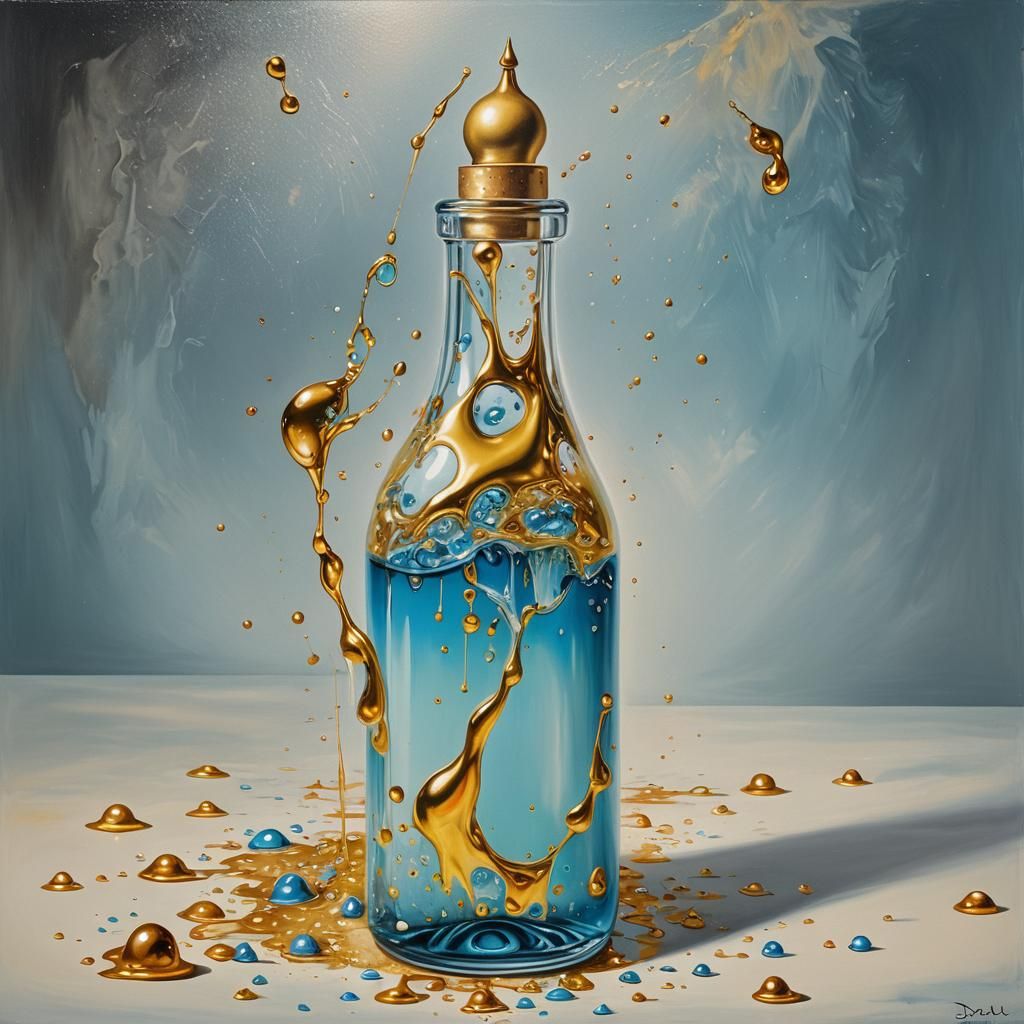 Magical Unicorn Tears Bottle in Surrealist Style