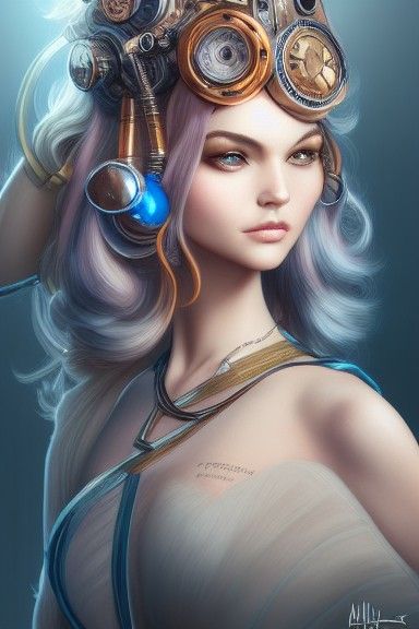 Hyperdetailed Steampunk Girl: Cel-Shaded Digital Art