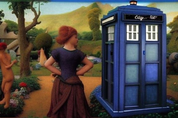 Sunrise Garden with Gothic Archways in Art Nouveau Style