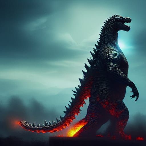 Godzilla: Dinosaur King in Dark Fantasy Art