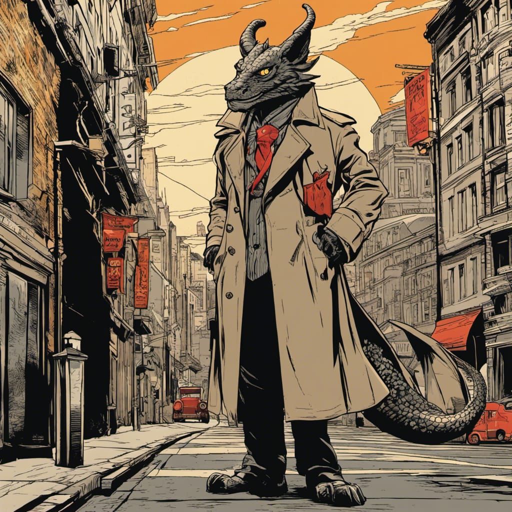 Dragon Secret Agent in Comic Book Style
