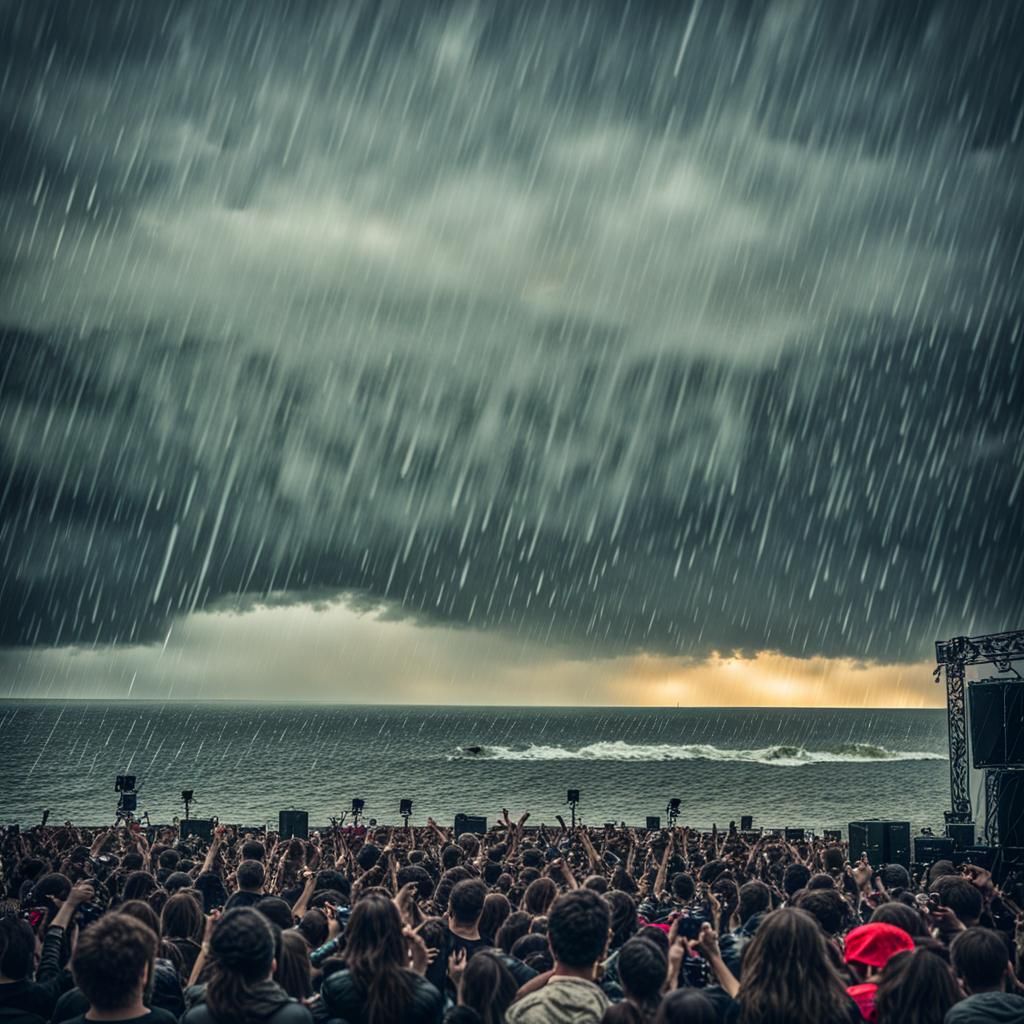 Heavy Metal Festival in the Rain by the Sea