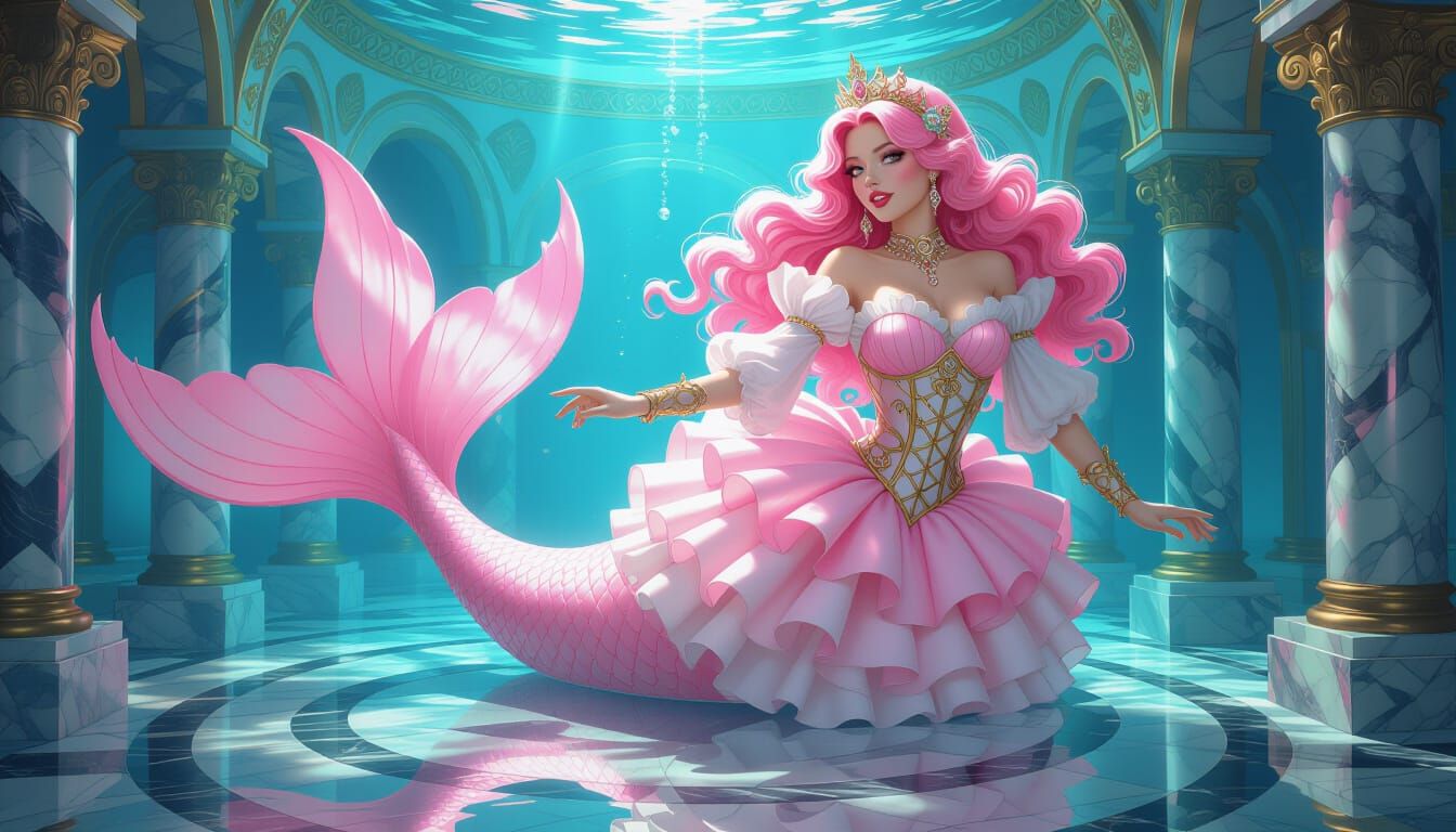 Steampunk Mermaid Queen in Cotton Candy Palace