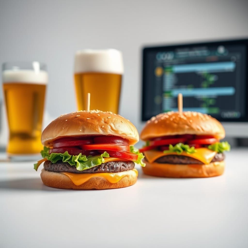 Three Detailed Hamburger Sandwiches in Studio Lighting