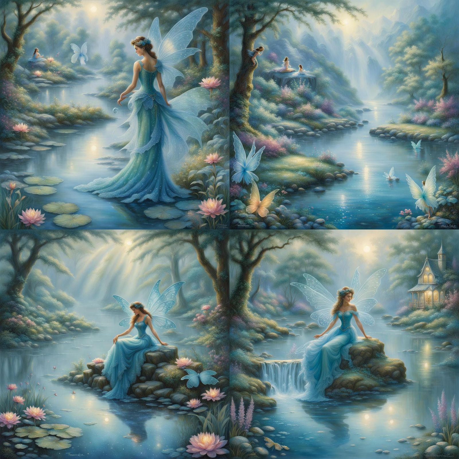 Ethereal Water Fairies in Hyperdetailed Fantasy Landscape