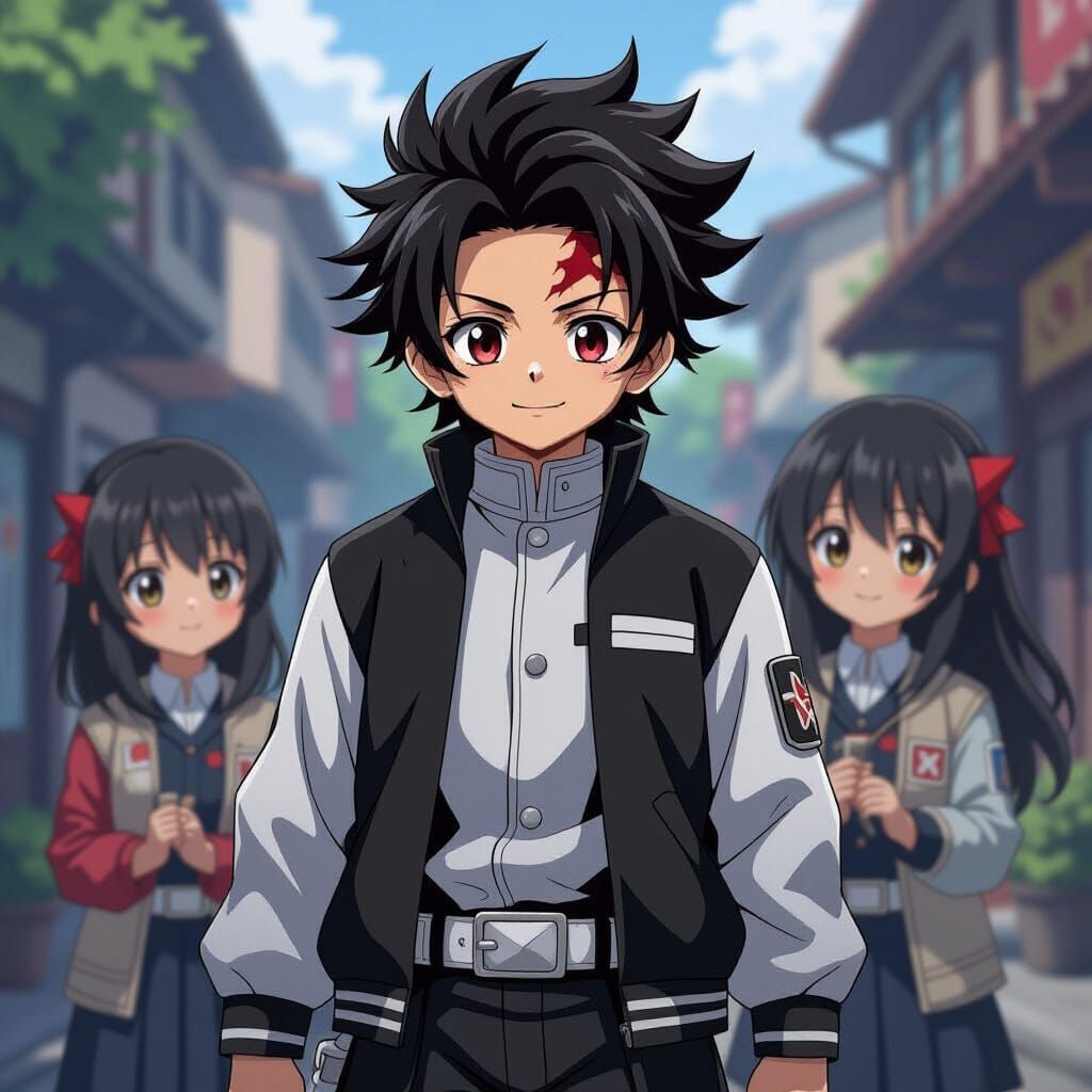 Cute Demon Slayer Family Portrait in Manga Style