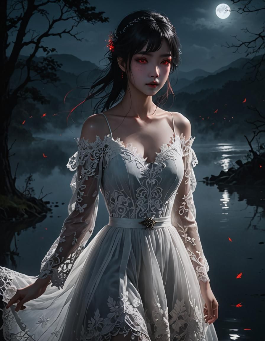 Eerie Glowing Figure in Mist: 3D Anime Art