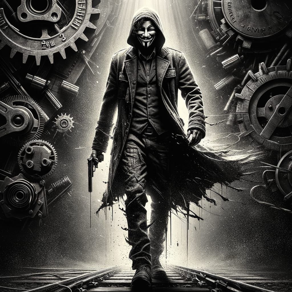 Dramatic Tamil Movie Poster in Gritty Monochrome Style