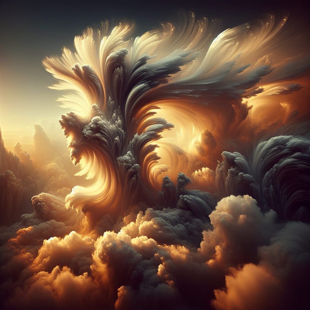 Surreal Cloudscape with Majestic, Mythical Creatures