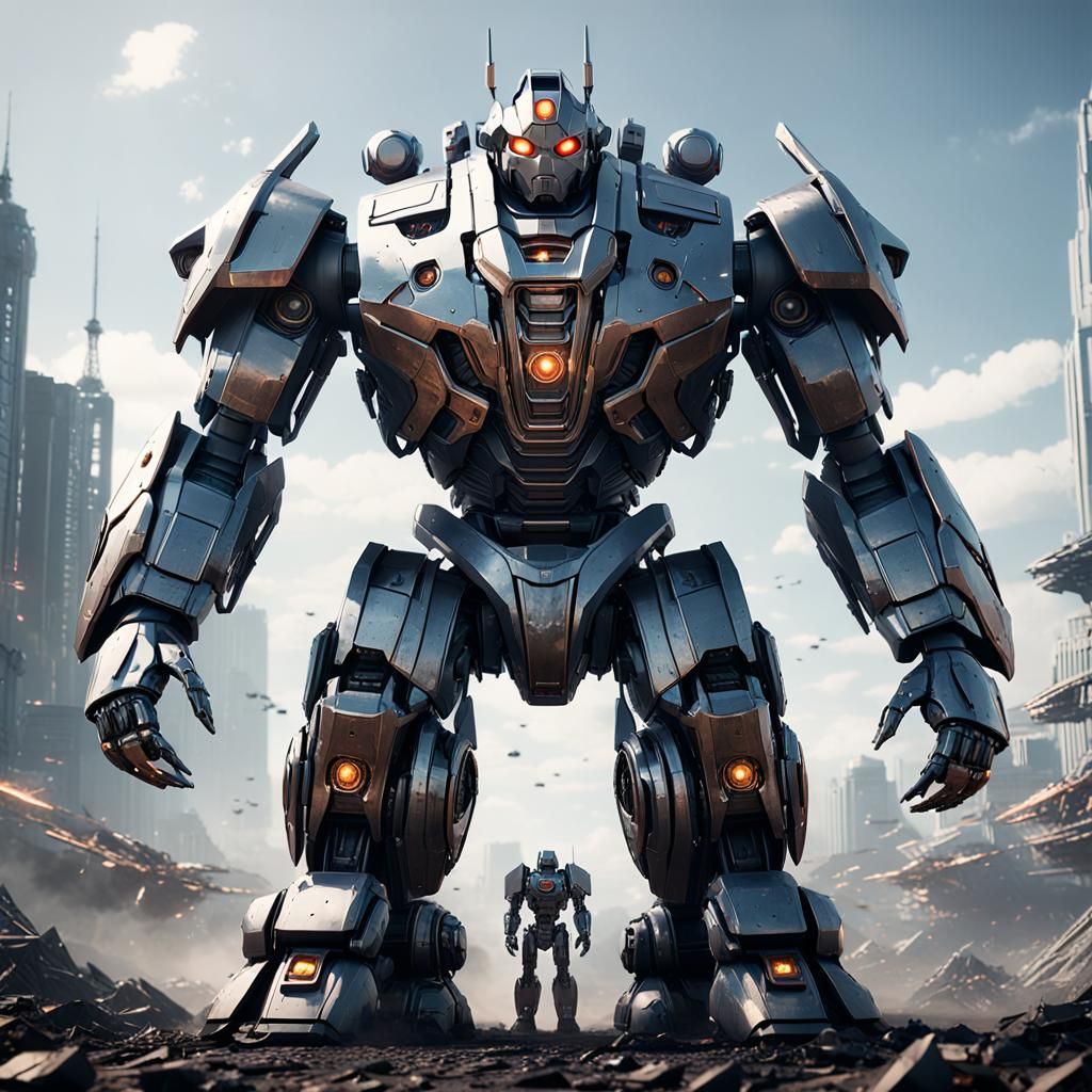 Damaged Giant Robot After Epic Battle