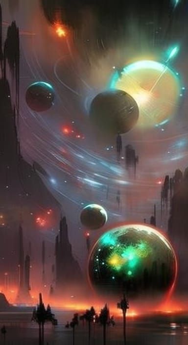 Giant Planets in Blue Water: Speedpaint Art