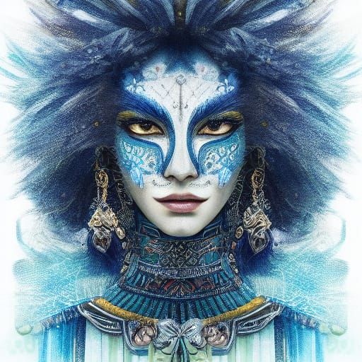 Glamorous Excentric Portrait in a Deep Blue Tone