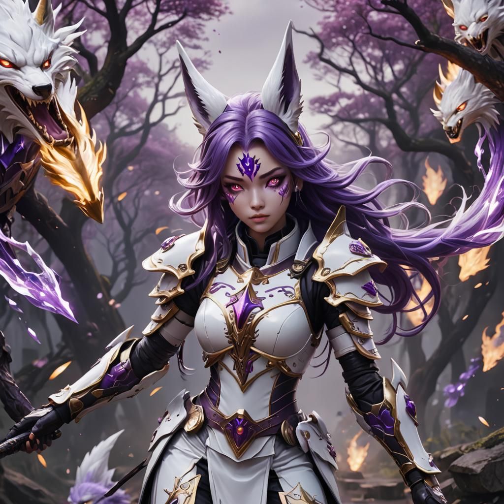 Kitsune Girl in Battle Armor: Fantasy Concept Art