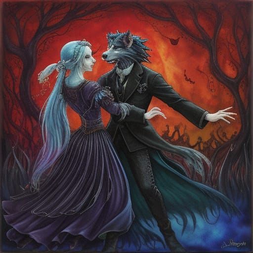 Ethereal Nighttime Dance in Vibrant Colors