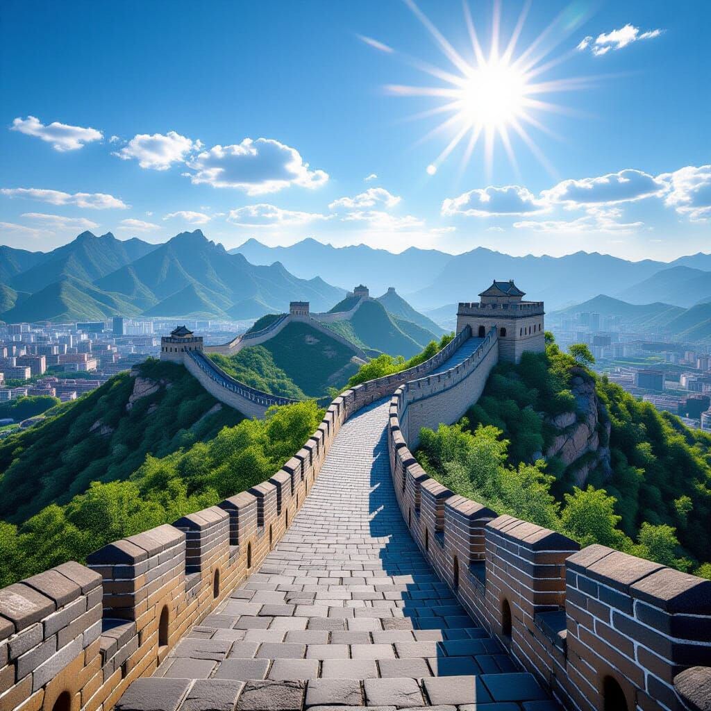 Great Wall of China Vista in Hyperrealistic Style