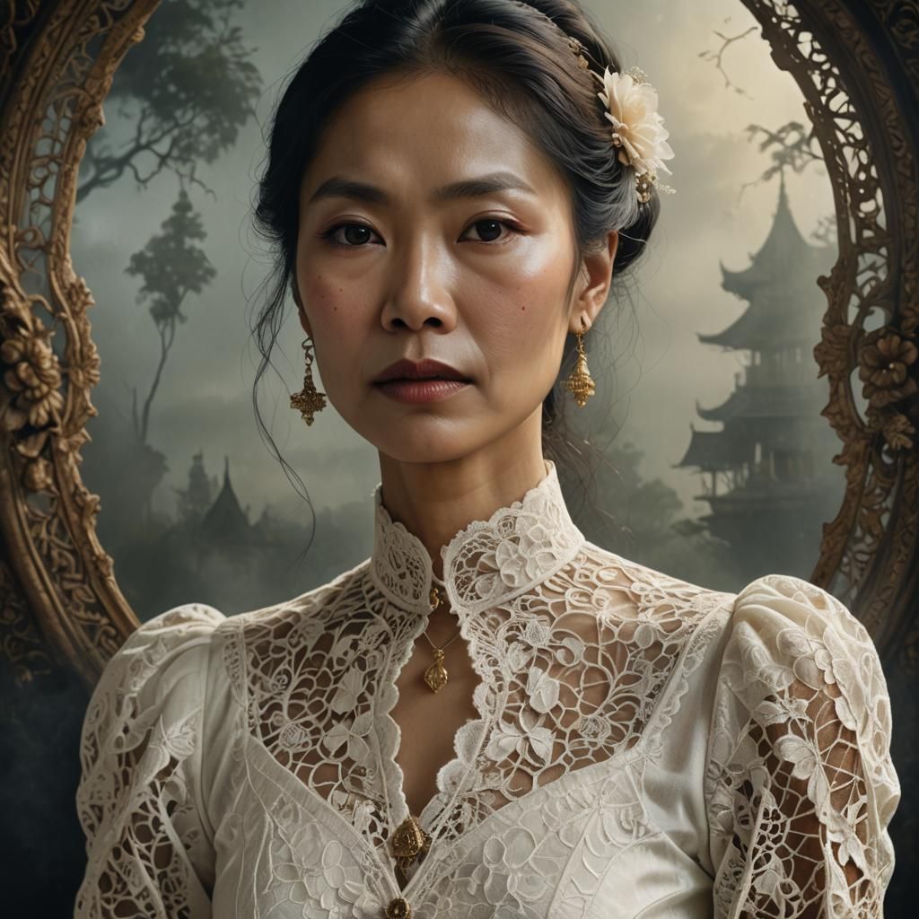 Thai Woman in Edwardian Lace: Fantasy Portrait