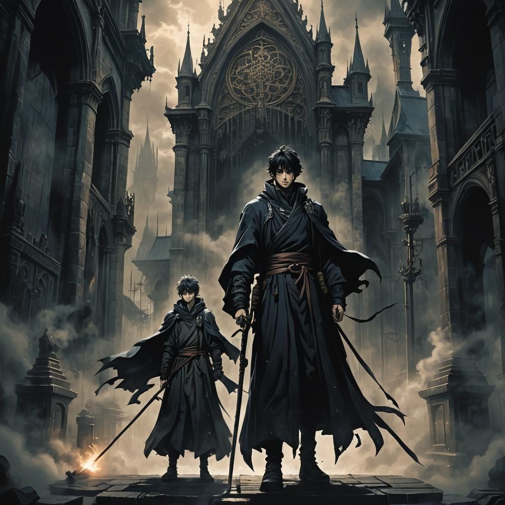 Dark Fantasy Anime Art in Gothic Setting