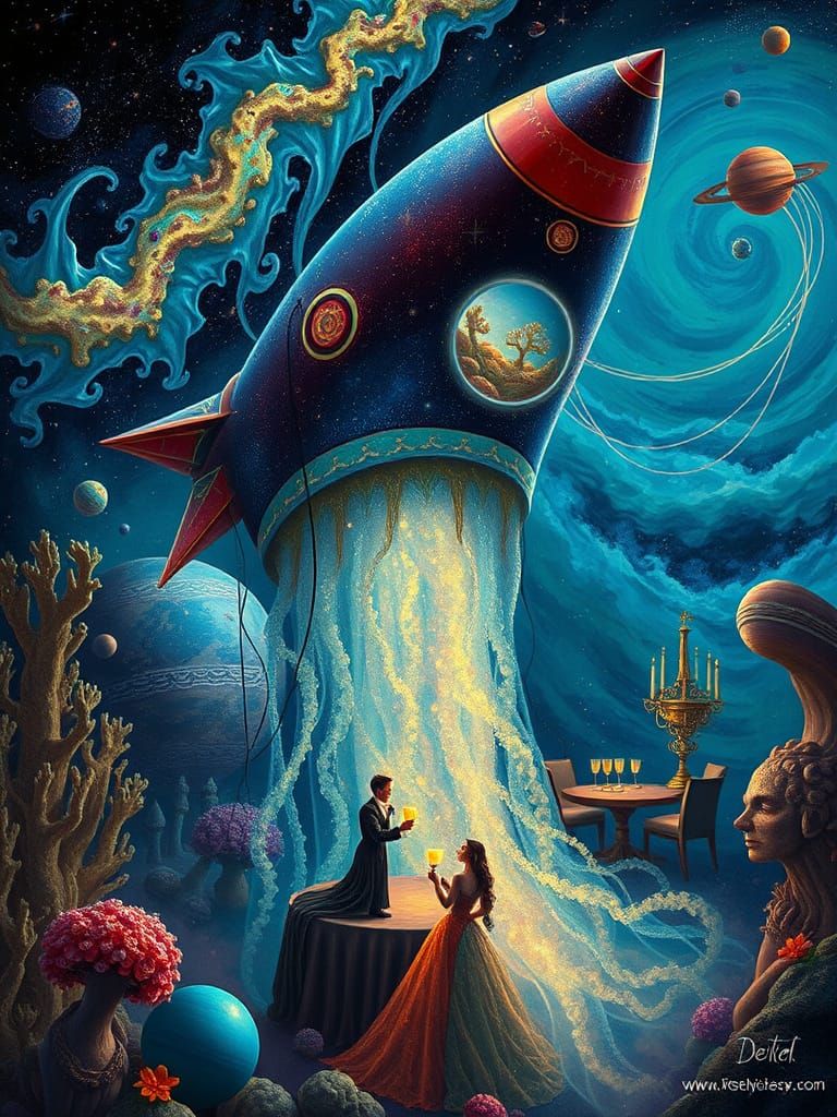 Jellyfish Rocket Ship in Dreamlike Dimension