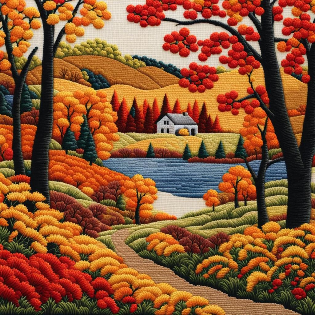 Autumn Landscape Embroidery Kit Masterpiece