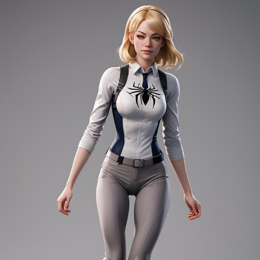 Gwen Stacy as Ghost Spider in 3D Anime Art