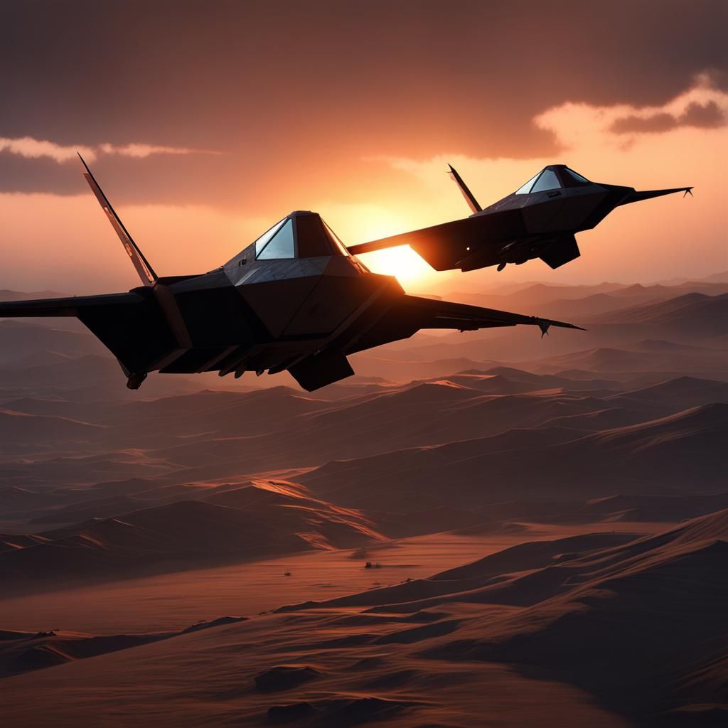 F-117 Nighthawks at Sunset: 3D Game Cinematic