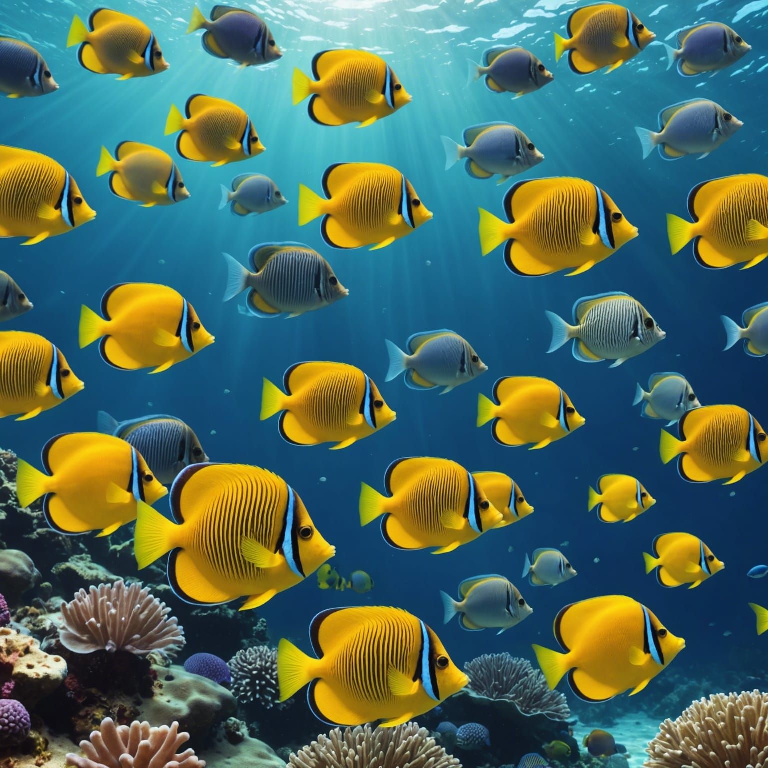 Tropical Fish Swimming Under the Ocean