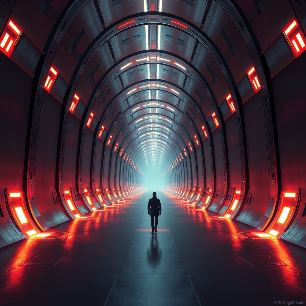 Ethereal Futuristic Corridors in Cyberpunk Style