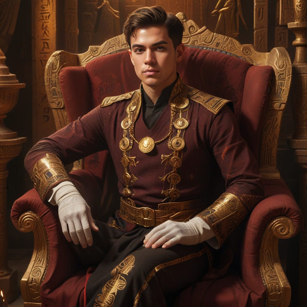 Egyptian Mage Casting Spell in Ancient Temple