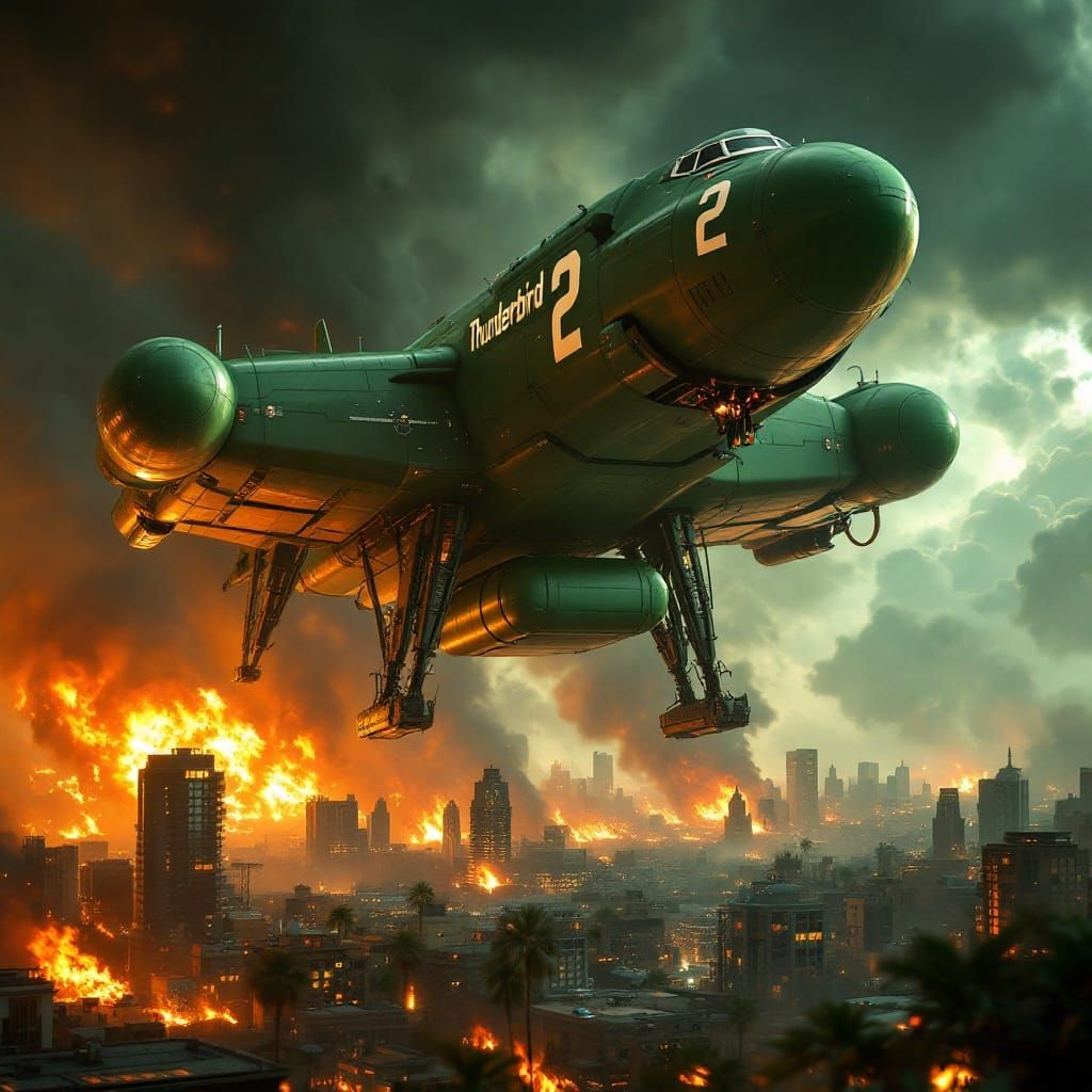 Retro-Futuristic Rescue Craft in Cinematic HDR Style