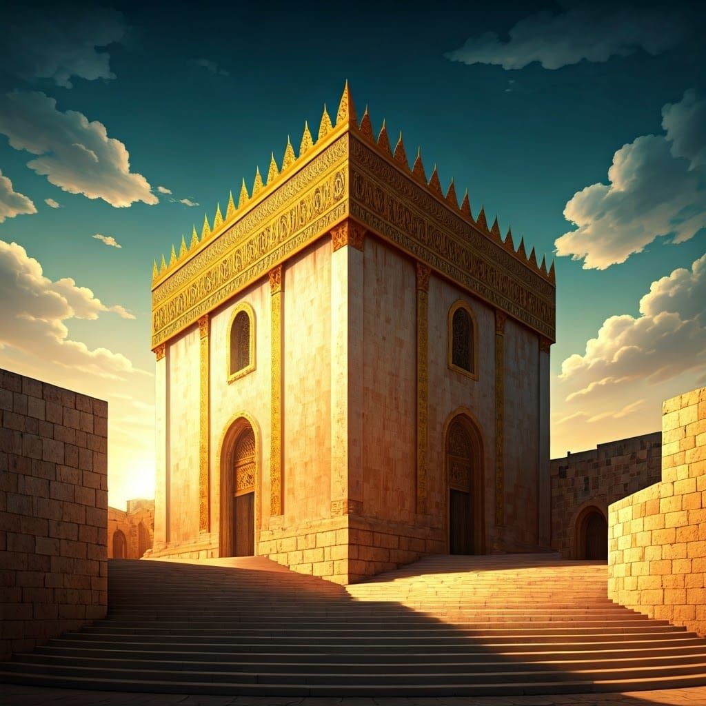 Golden Temple in Jerusalem Shines Under Blue Skies