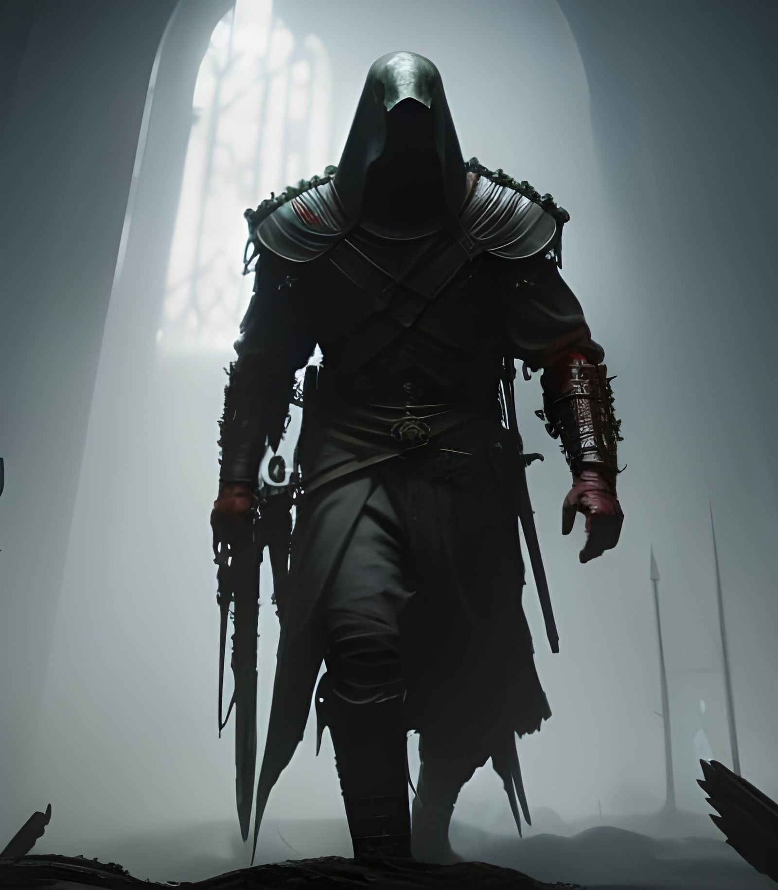 Blood-Starved Beast in Church, Dark Fantasy Art