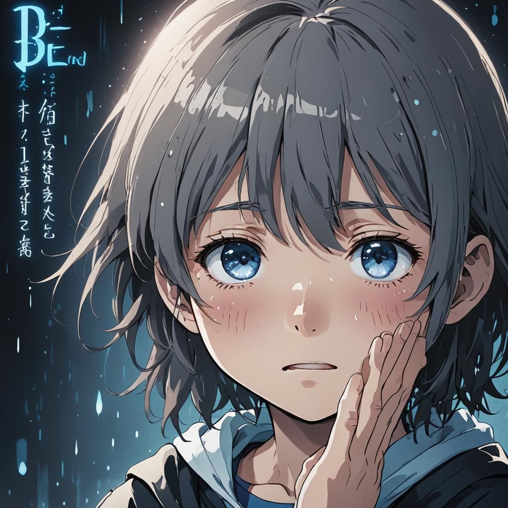 Emotional Anime Child Crying in the Dark