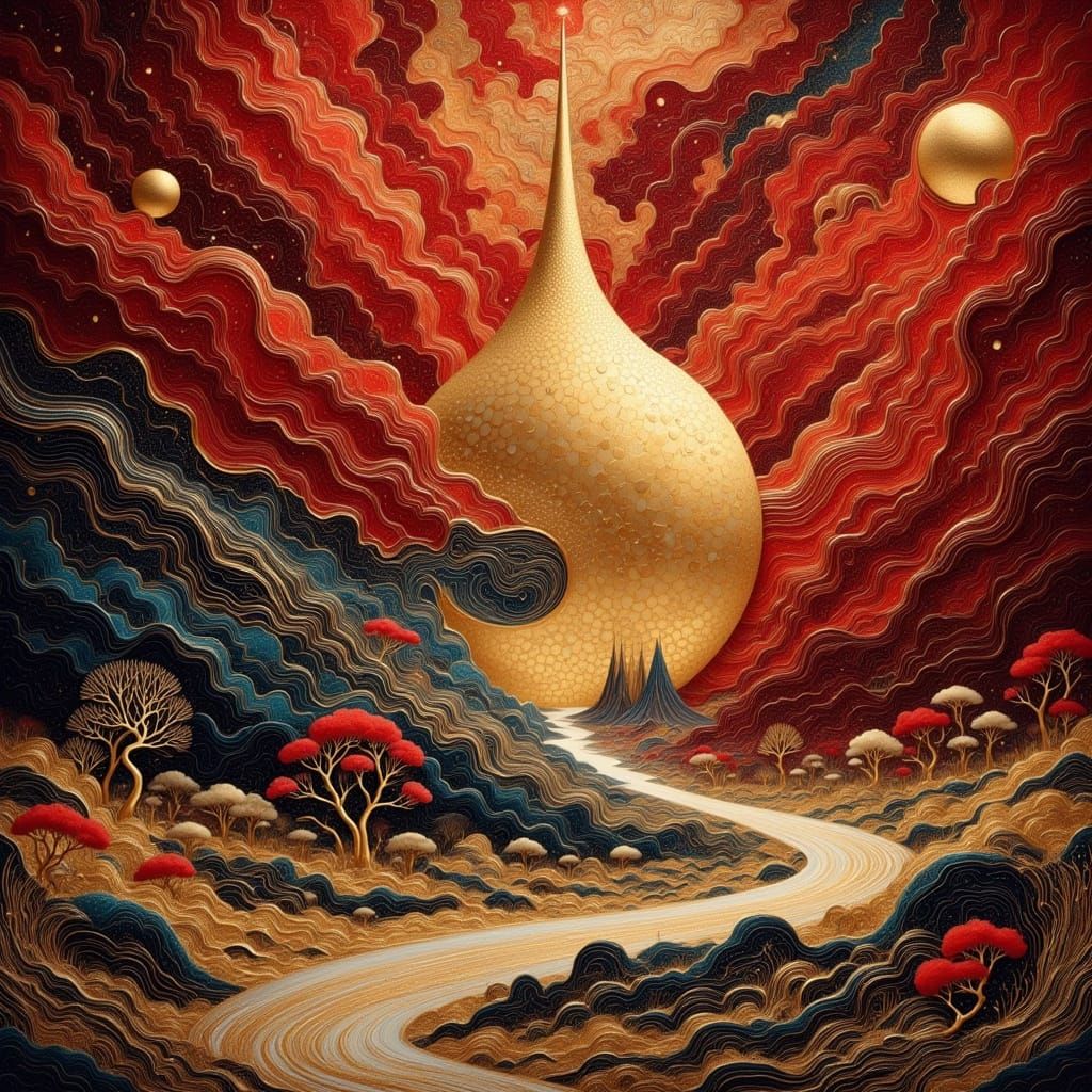 Surreal Oriental Fantasy in Watercolor Style