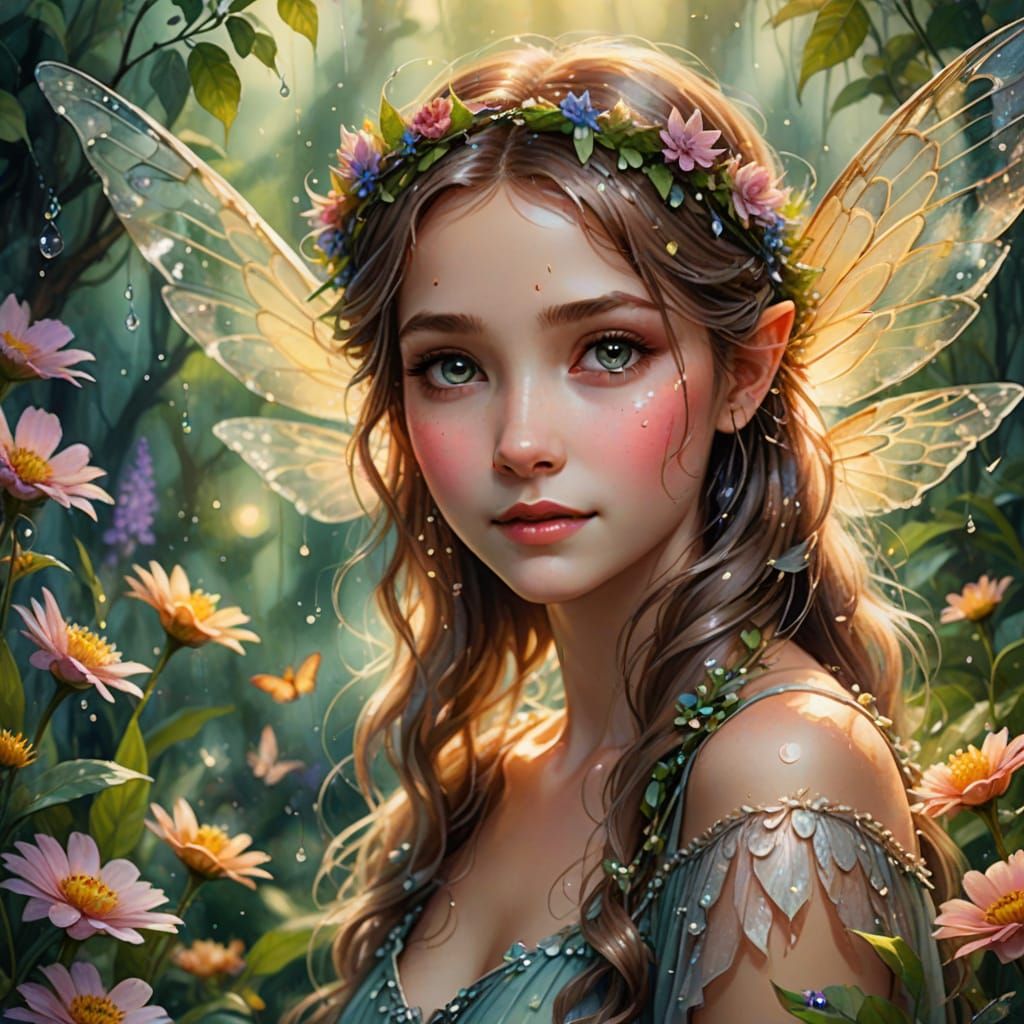 Whimsical Fairy in Dreamy Watercolor