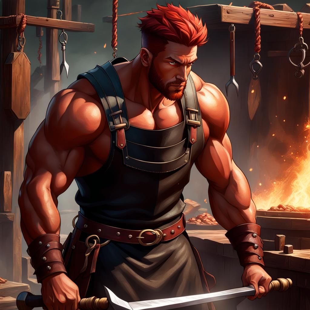 Hyperdetailed Blacksmith Concept Art in Dark Fantasy Style