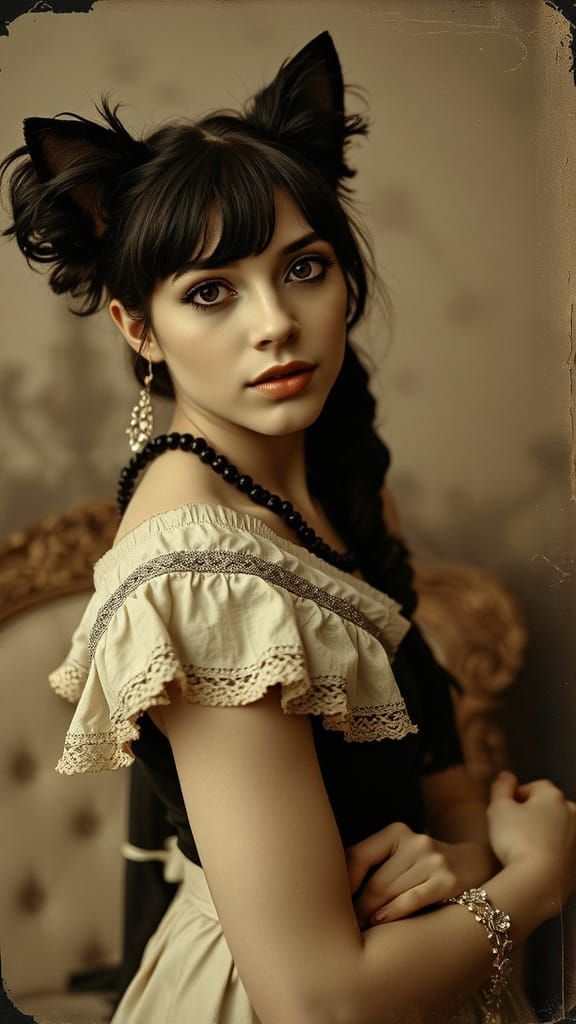 Elegant Mexican Woman in Daguerreotype Style