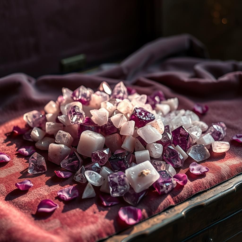 Rose and Amethyst Crystals Still Life Photography