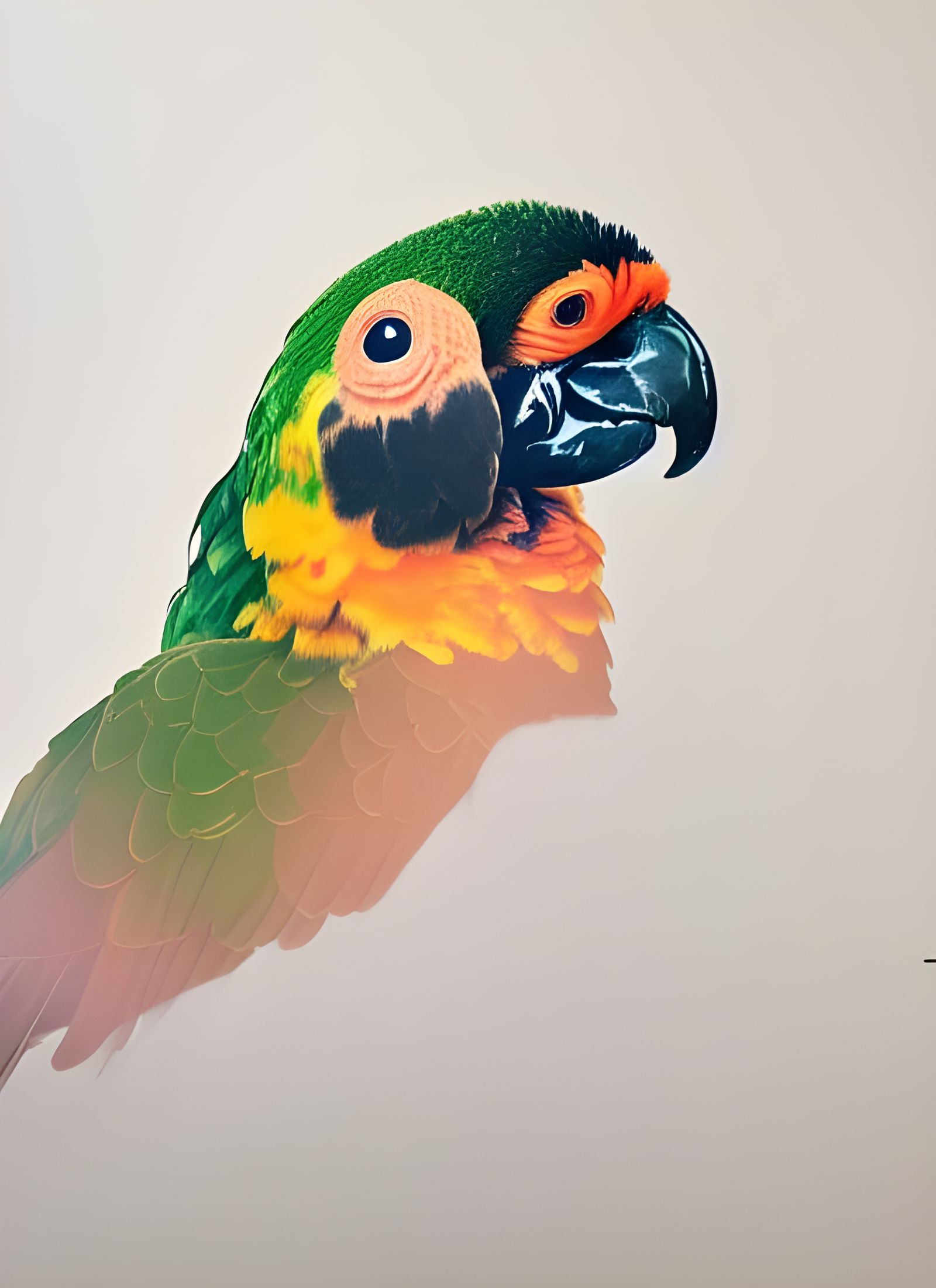 Dreamlike Portrait of Sun Conure as Ghost