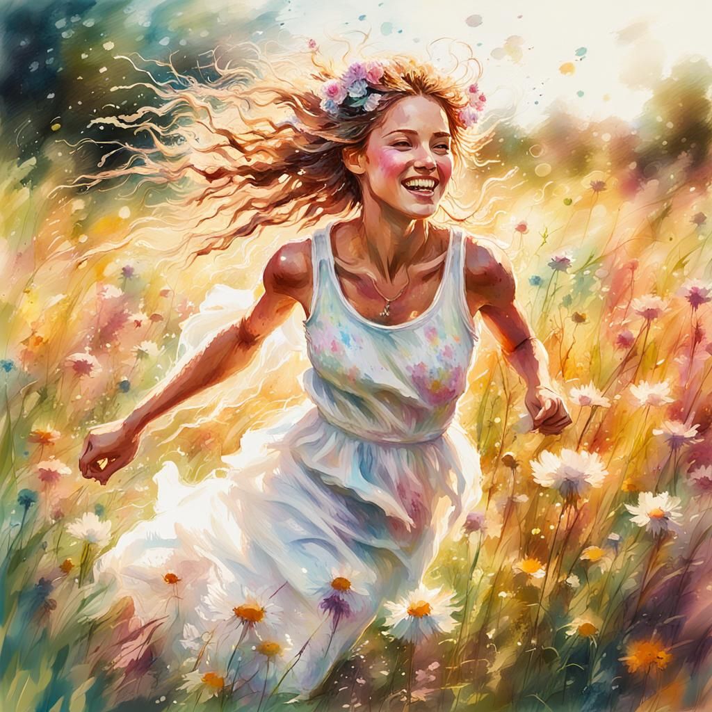 Impressionist Meadow: Pointillism and Bleeding Ink Art