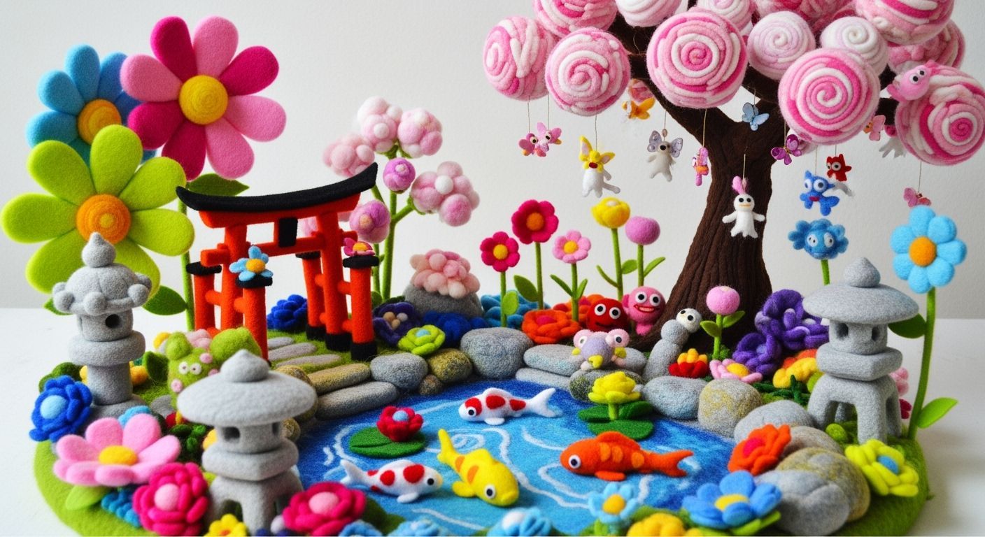 Felt Japanese Garden in Superflat Style