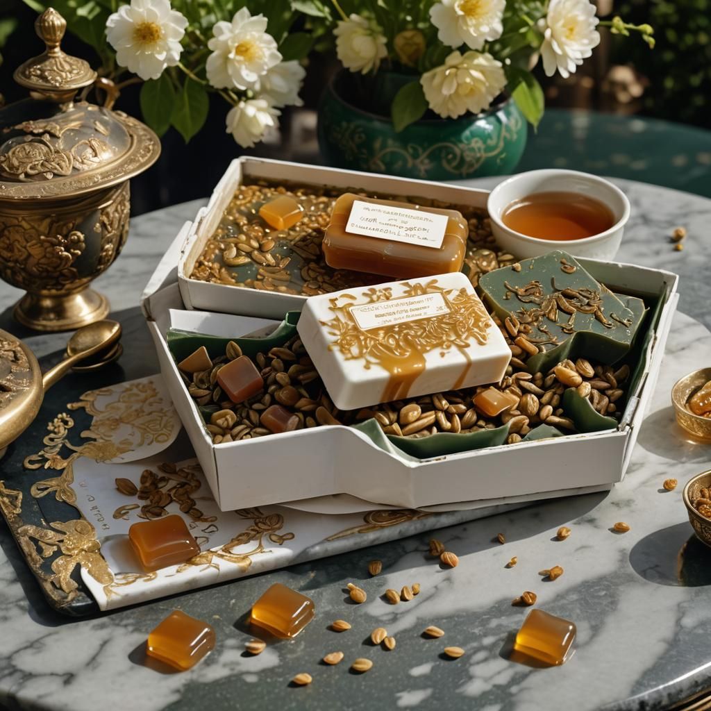 Honey Soap Overflowing from Box, Detailed Matte Painting