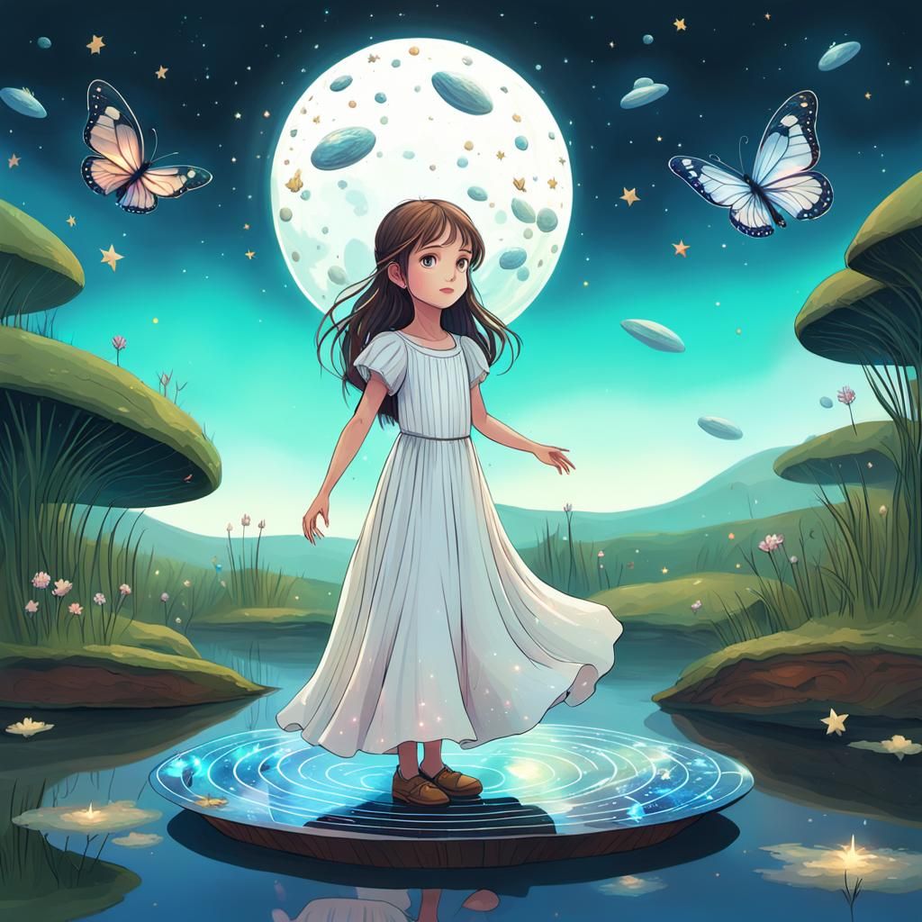 Celestial Girl and Astraea Butterfly: Fantasy Art