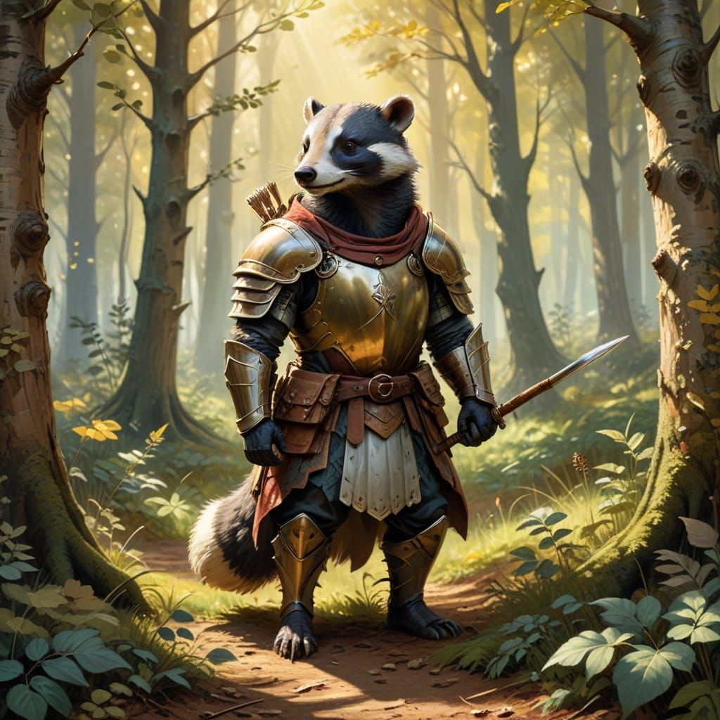 Whimsical Forest Knight in Acorn Armor
