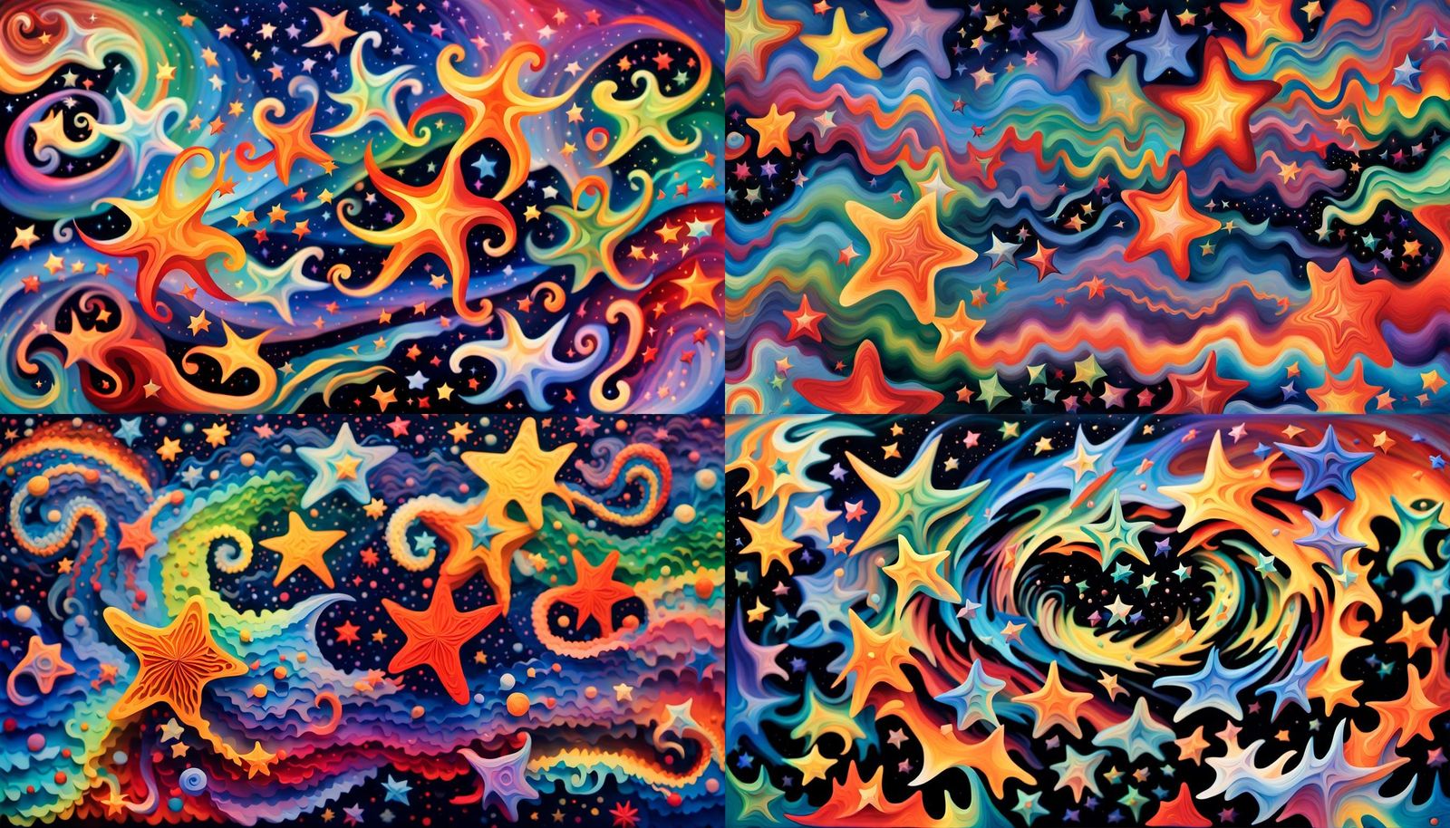 Iridescent Stars Dance in Aboriginal-Like Impasto Painting