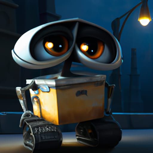 Cute Wall-e Robot in Sinister Digital Art Style