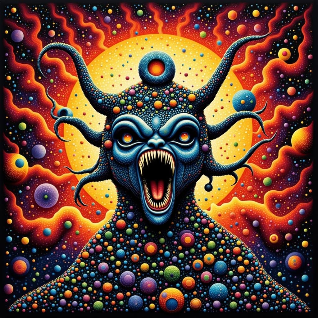 Vibrant Apocalypse in Pointillist Art