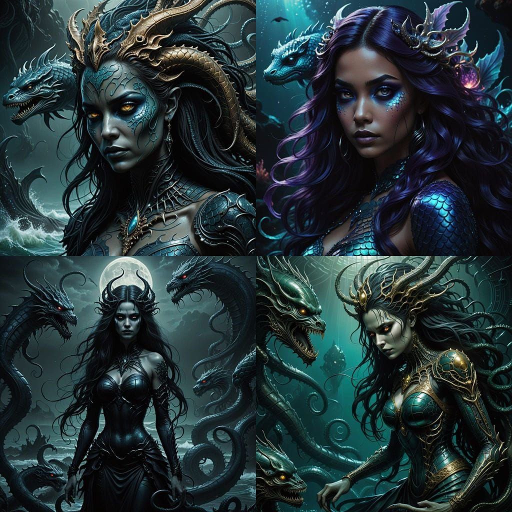 Dark Mermaid Goddess in Exotic Sea Realm