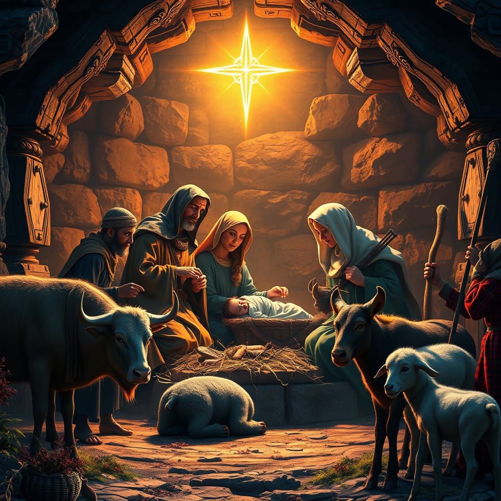 Majestic Nativity Scene Under the Star of Bethlehem