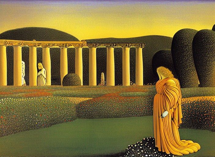 Colossal Being in Golden Landscape, 3D Shading