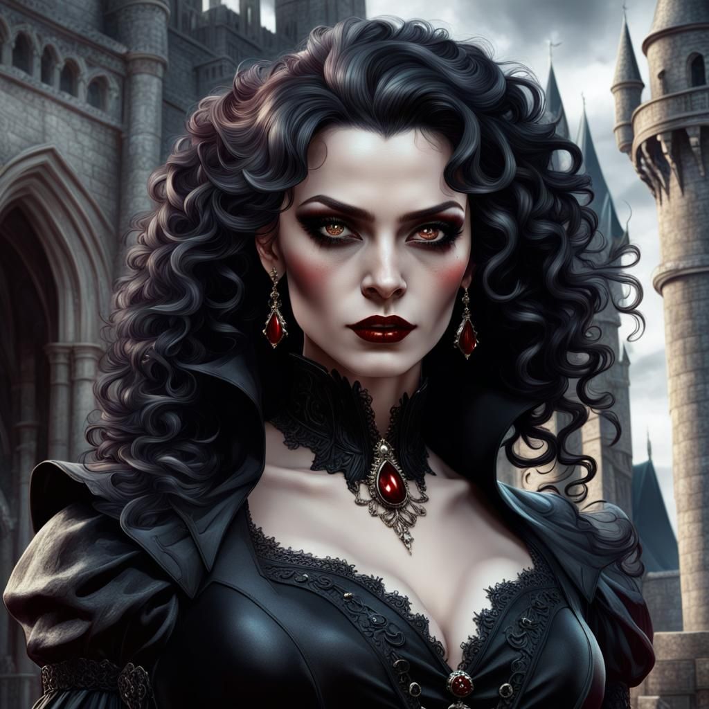 Gothic Vampire Lady Portrait in Fantasy Art Style